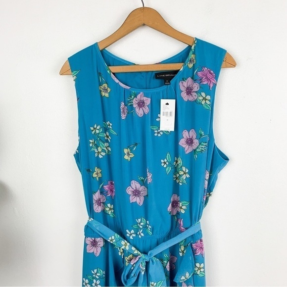 NWT Lane Bryant Blue Floral Chiffon Midi Dress Sz 22 - Picture 5 of 11